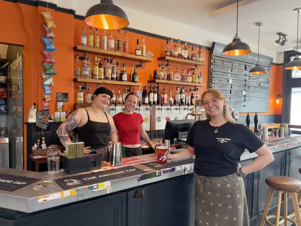 Staff at The Anchor Tap in Horsham, taking part in the Tap & Vine Takeover