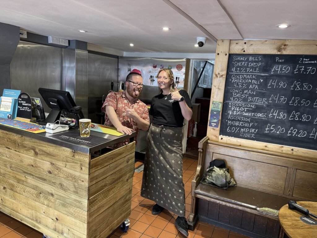 Staff at The Beer Mine in Horsham, taking part in the Tap & Vine Takeover