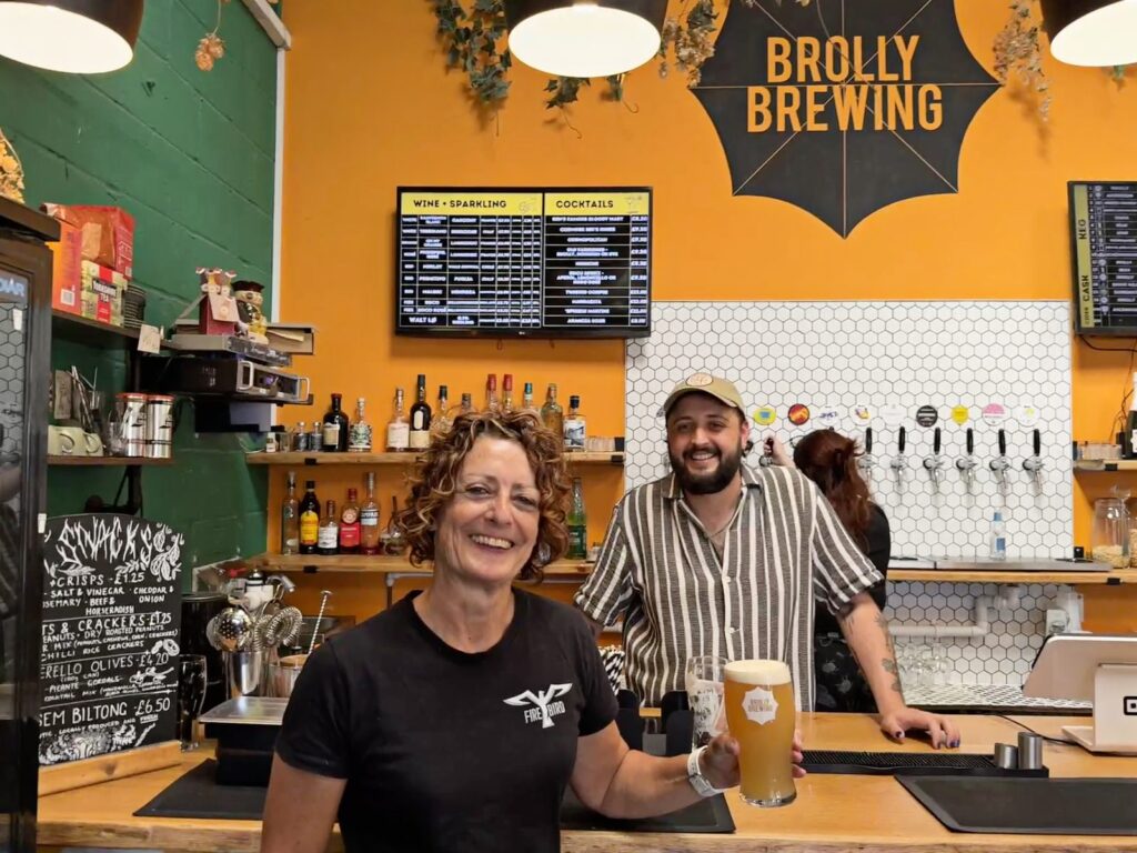 Staff at Brolly Brewing in Horsham, taking part in the Tap & Vine Takeover